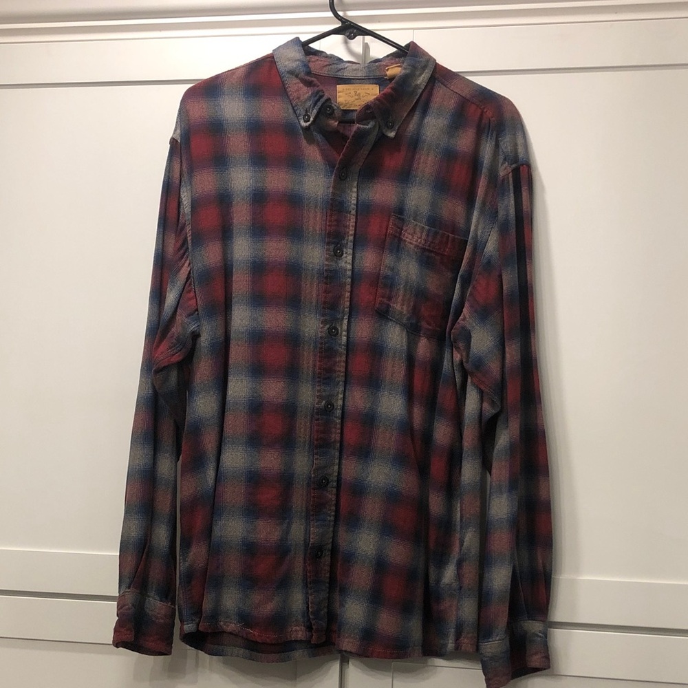 Red Head Ranch - Soft Plaid Shirt in Red, Blue & Gray - Large